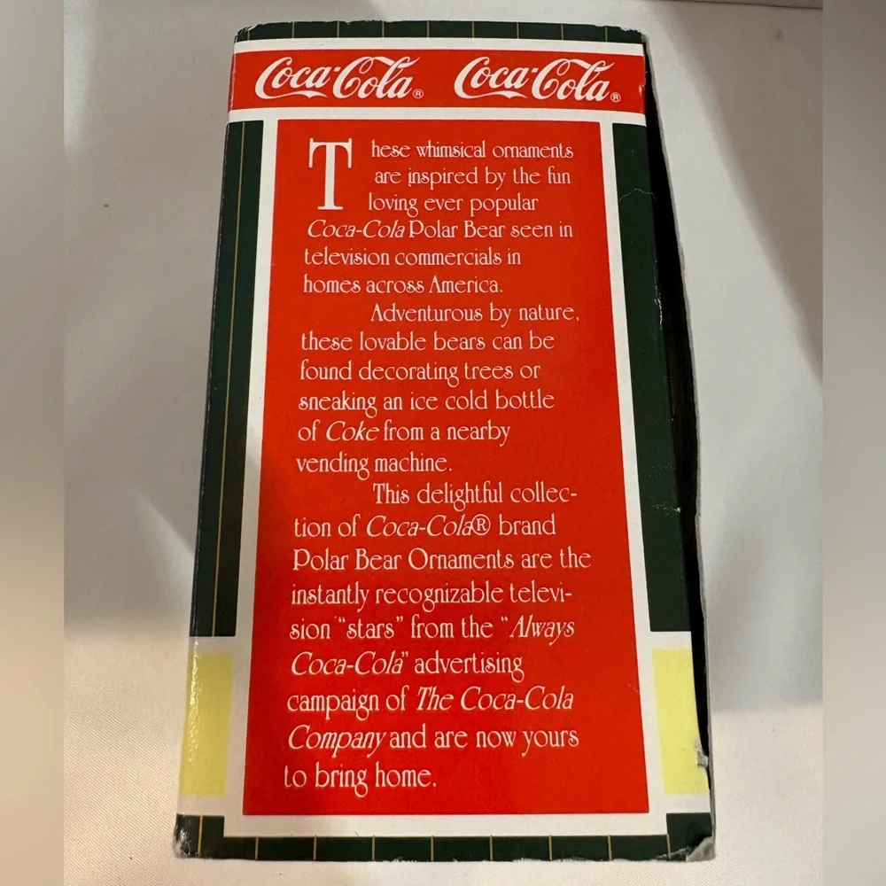 Coca-Cola Polar Bear Collection Christmas ornament 1998 features snow snow bears